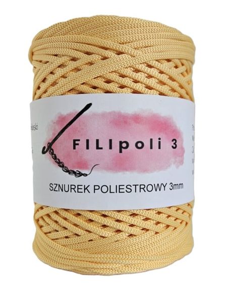 FILIpoli Sznurek poliestrowy płaski 3mm - morelowy krem