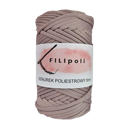 FILIpoli Sznurek poliestrowy płaski 5mm - brudny róż