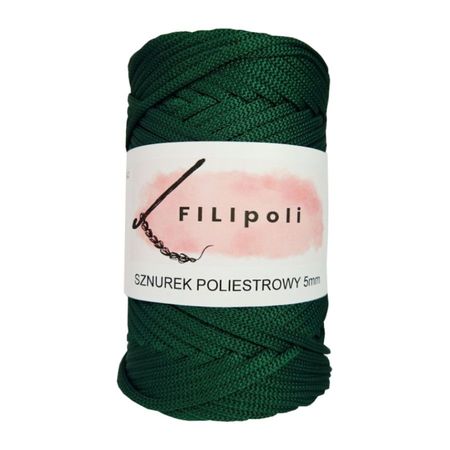 FILIpoli Sznurek poliestrowy płaski 5mm - butelkowa zieleń