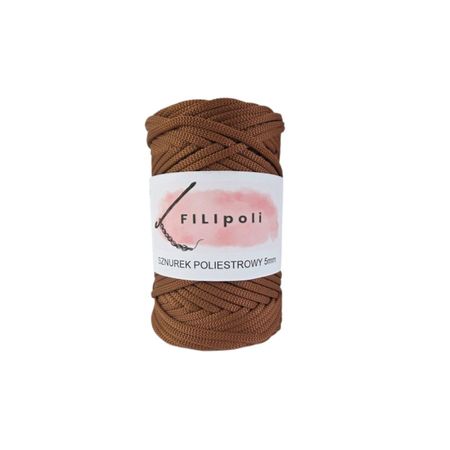 FILIpoli Sznurek poliestrowy płaski 5mm - cynamon