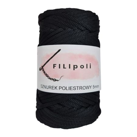 FILIpoli Sznurek poliestrowy płaski 5mm czarny
