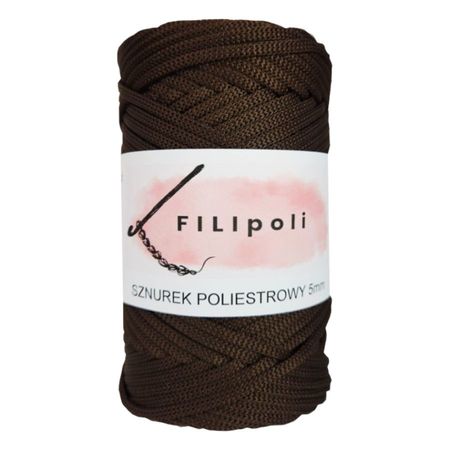 FILIpoli Sznurek poliestrowy płaski 5mm - czekoladowy