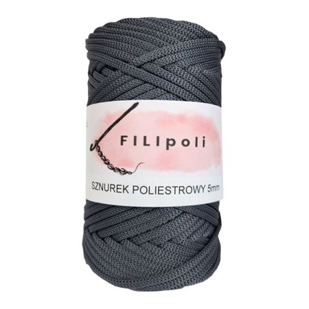 FILIpoli Sznurek poliestrowy płaski 5mm - grafitowy 142