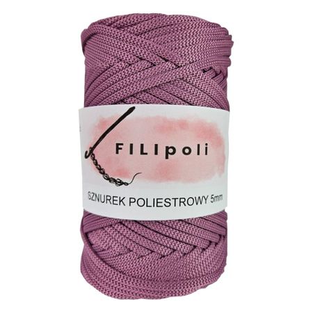 FILIpoli Sznurek poliestrowy płaski 5mm - jagodowy shake