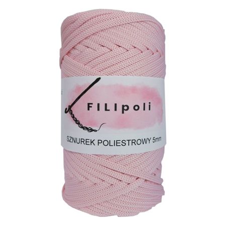 FILIpoli Sznurek poliestrowy płaski 5mm - jasny róż
