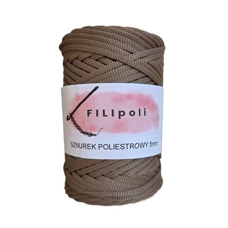 FILIpoli Sznurek poliestrowy płaski 5mm - mokka