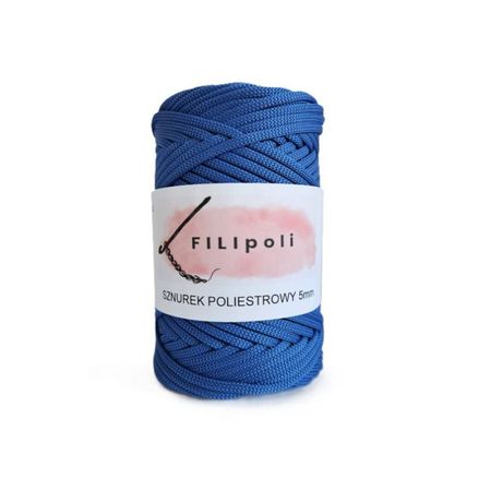 FILIpoli Sznurek poliestrowy płaski 5mm - niebieski royal
