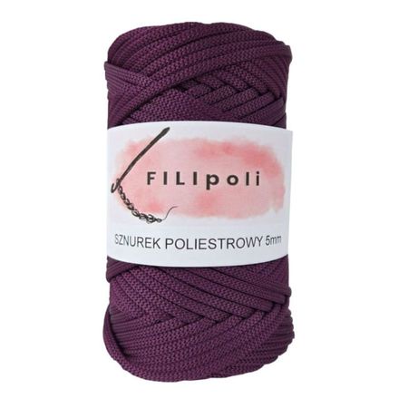 FILIpoli Sznurek poliestrowy płaski 5mm - śliwka