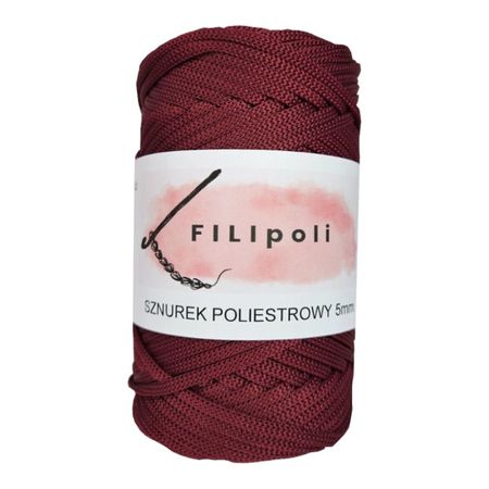 FILIpoli Sznurek poliestrowy płaski 5mm - wino