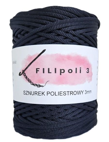 FILIpoli Sznurek poliestrowy płaski 3mm - granatowy 