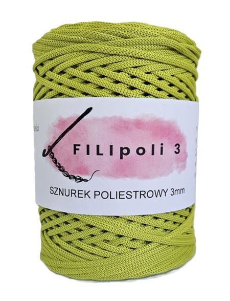 FILIpoli Sznurek poliestrowy płaski 3mm - limonka