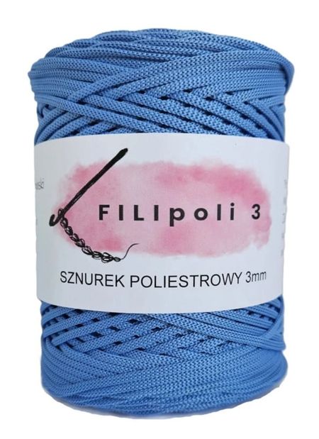 FILIpoli Sznurek poliestrowy płaski 3mm - niezapominajka